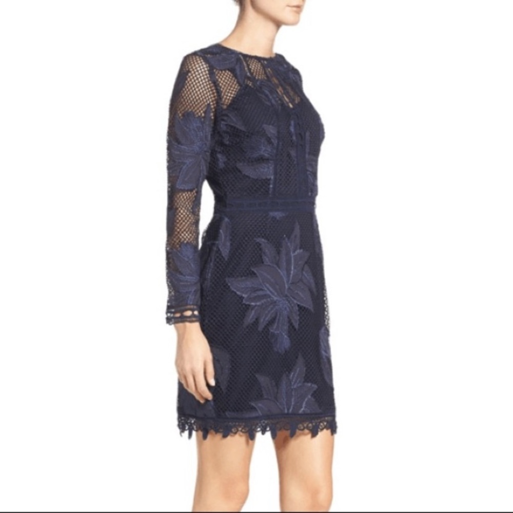 Adelyn Rae  Embroidered Illusion Sheath Dress M